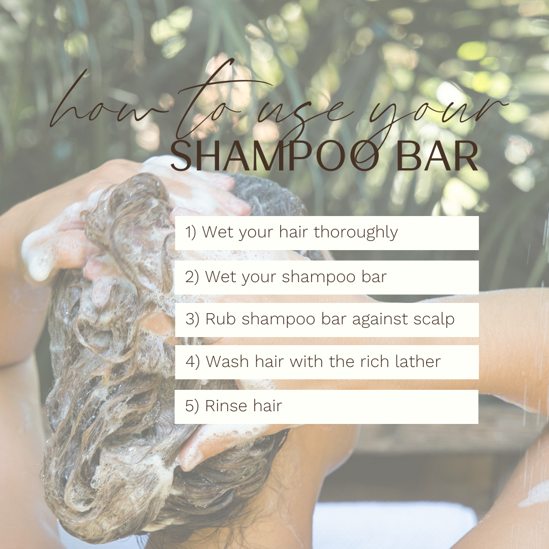 list of 5 steps for how to use a shampoo bar